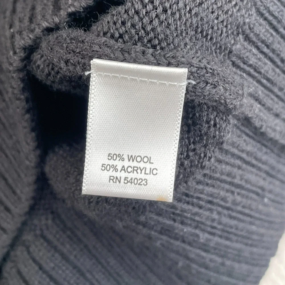Banana Republic Hooded Henley Sweater Men Large Black Italian Wool Casual NWOT‎